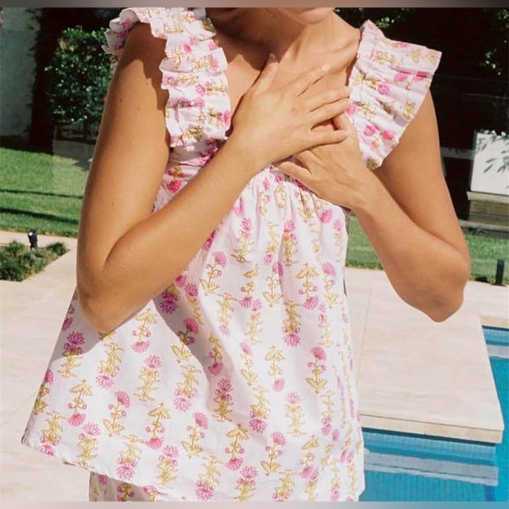 Floral Ruffle Pajama Set - Picture 3 of 8